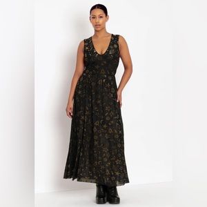 BLACKMILK Burned Velvet Christmas Baubles V Neck MAXI DRESS! Holiday Party